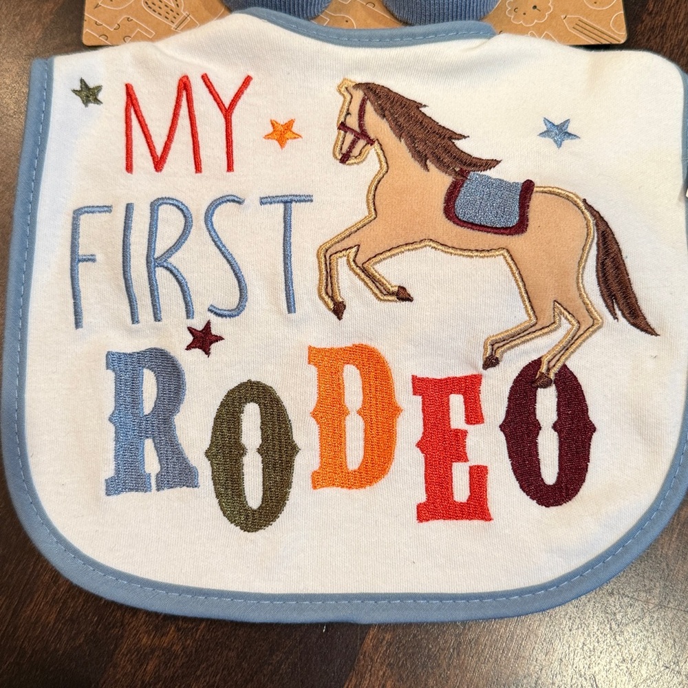 Baby Essentials Colorful 'My First Rodeo' Bib and Socks Set - Picture 3 of 6